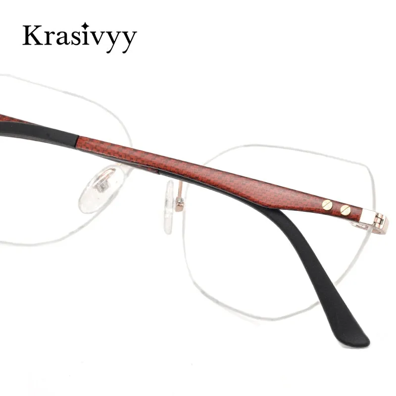 Krasivyy Women's Rimless Square Cat Eye Carbon Fiber Titanium Eyeglasses Kr16026