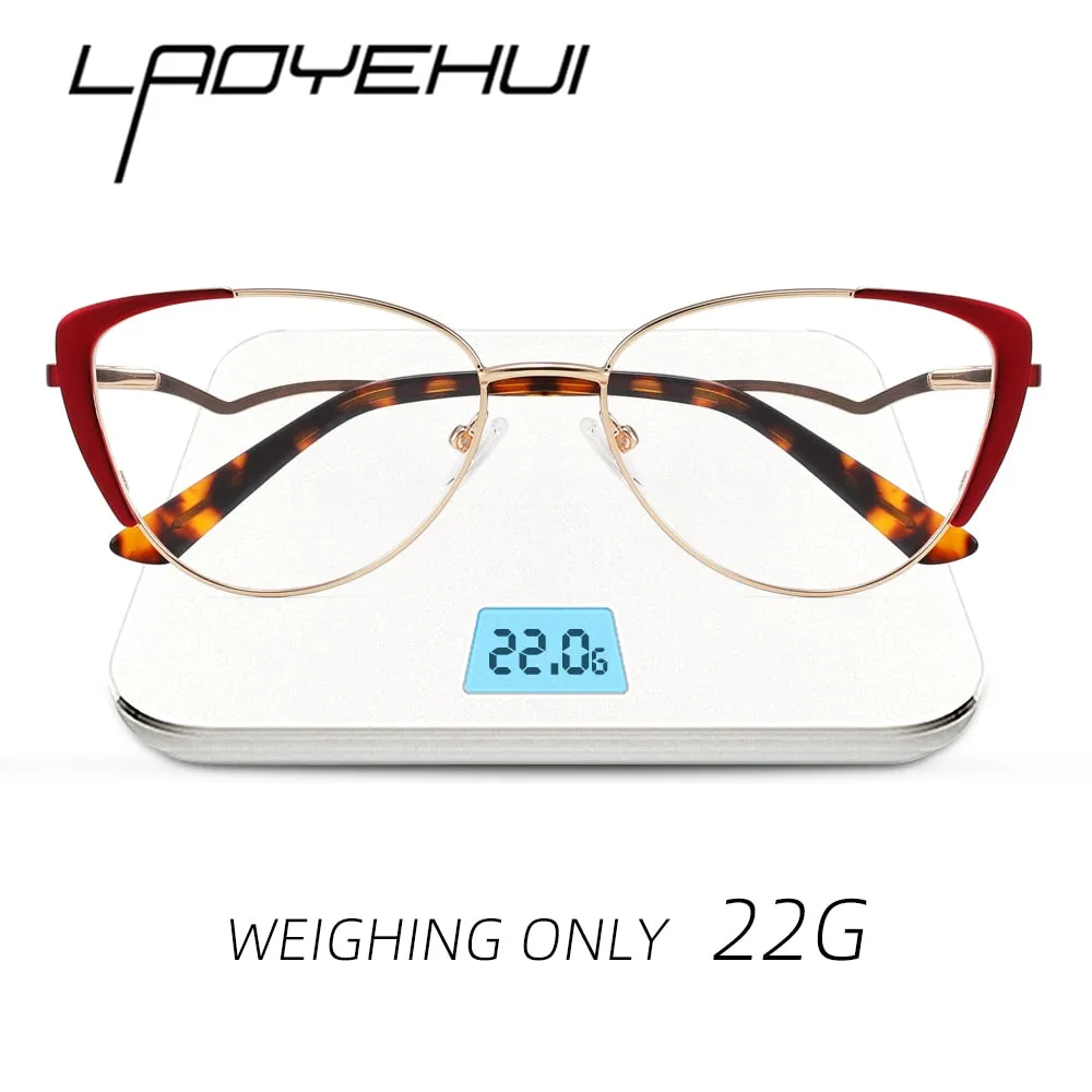 Laoyehui Unisex Full Rim Cat Eye Alloy Anti Blue Light Reading Glasses 8911