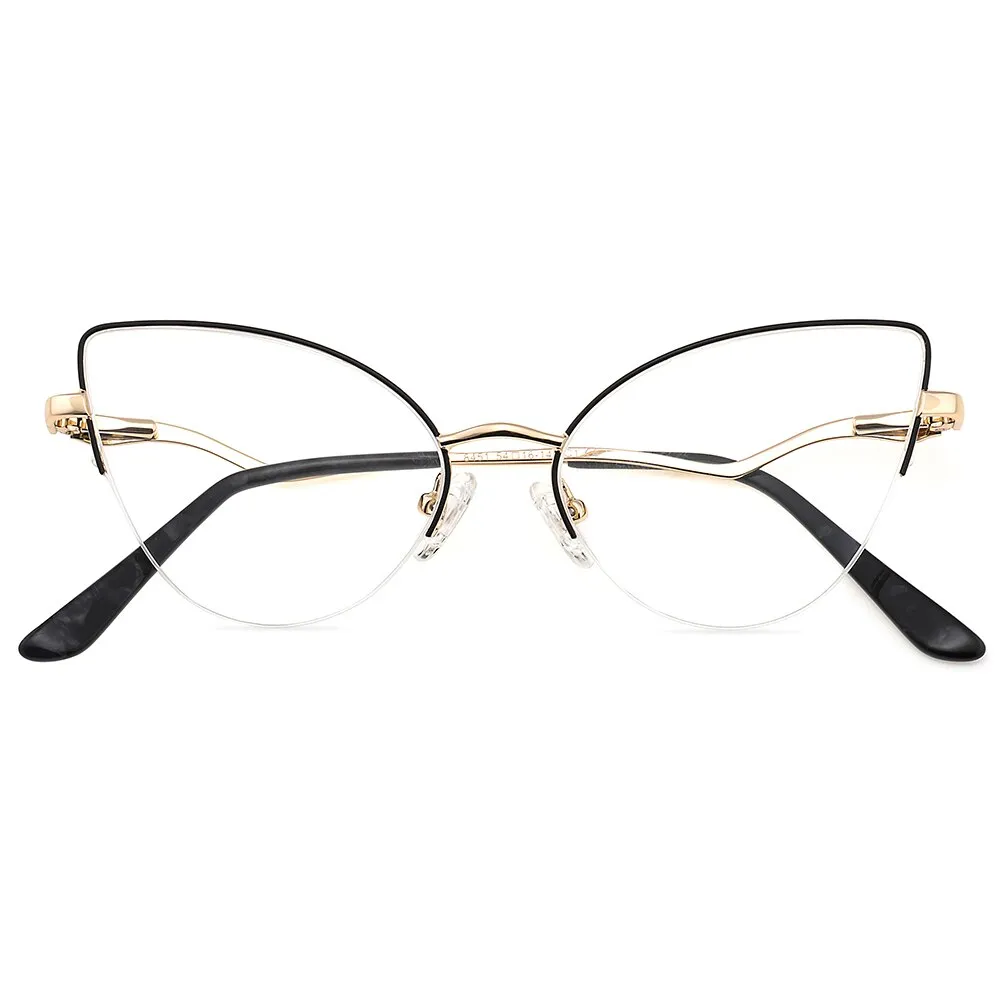 Laoyehui Women's Eyeglasses Cat Eye Alloy Frame Reading Glasses 8451