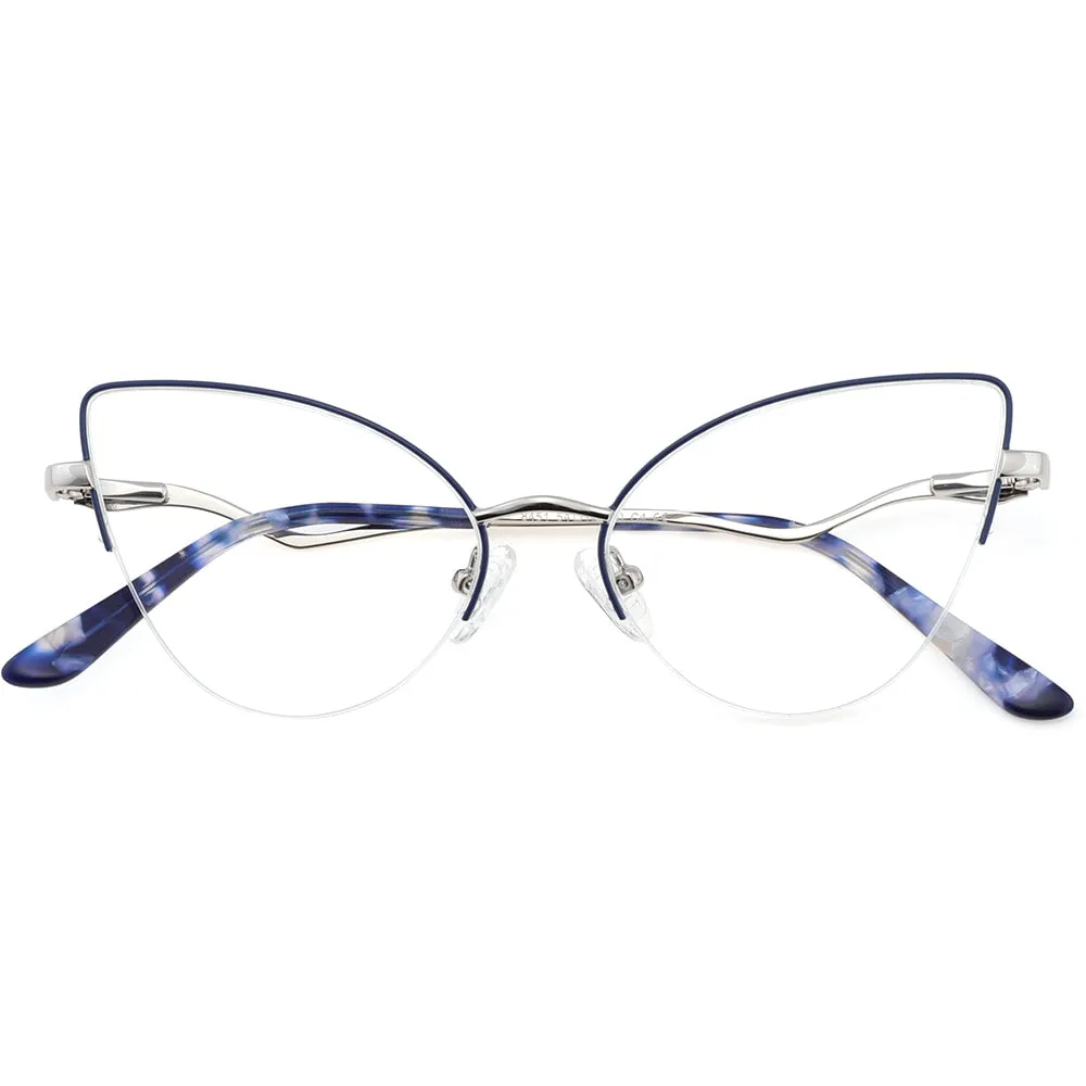 Laoyehui Women's Eyeglasses Cat Eye Alloy Frame Reading Glasses 8451