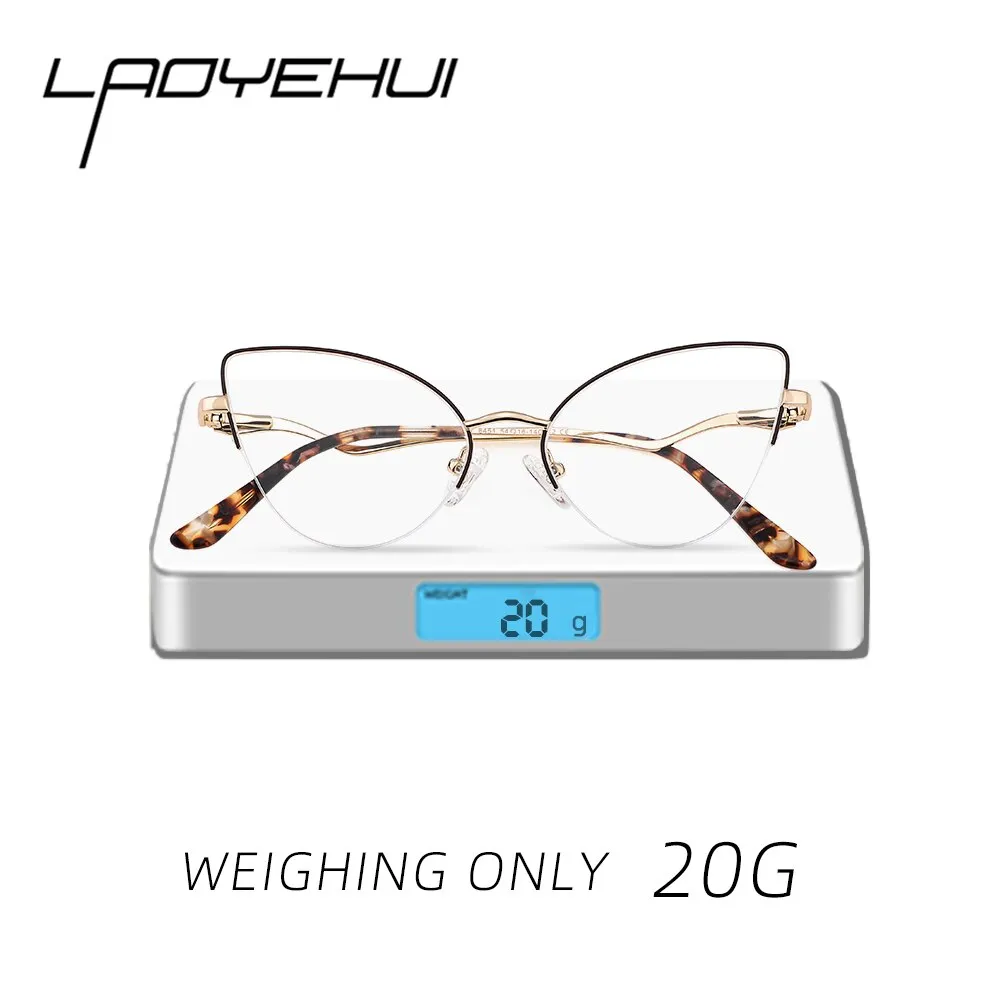 Laoyehui Women's Eyeglasses Cat Eye Alloy Frame Reading Glasses 8451