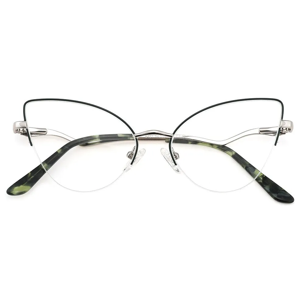 Laoyehui Women's Eyeglasses Cat Eye Alloy Frame Reading Glasses 8451