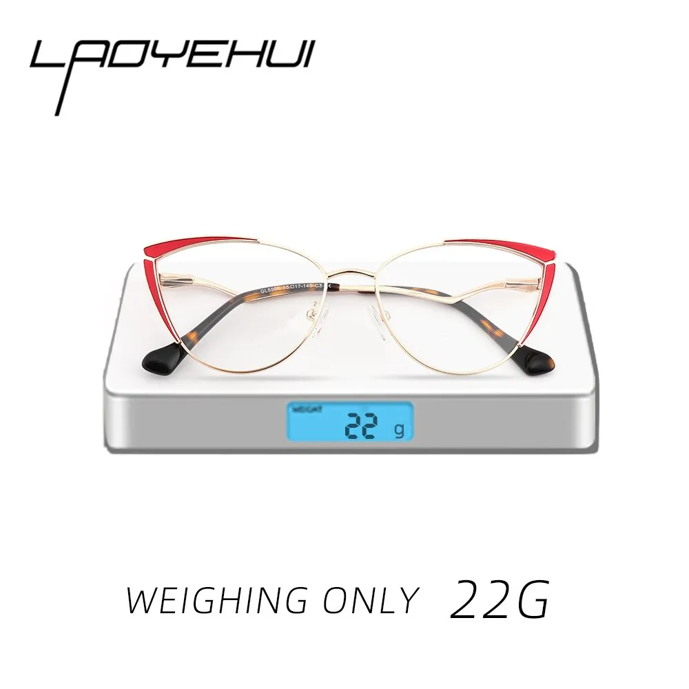 Laoyehui Women's Full Rim Black Cat Eye Alloy Hyperopic Reading Glasses Anti Blue Light Glg8908