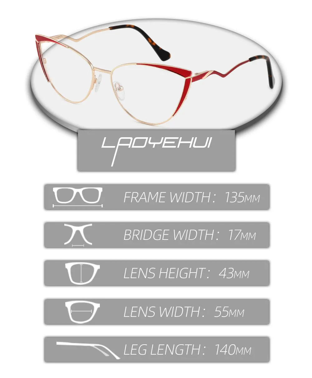 Laoyehui Women's Full Rim Black Cat Eye Alloy Hyperopic Reading Glasses Anti Blue Light Glg8908