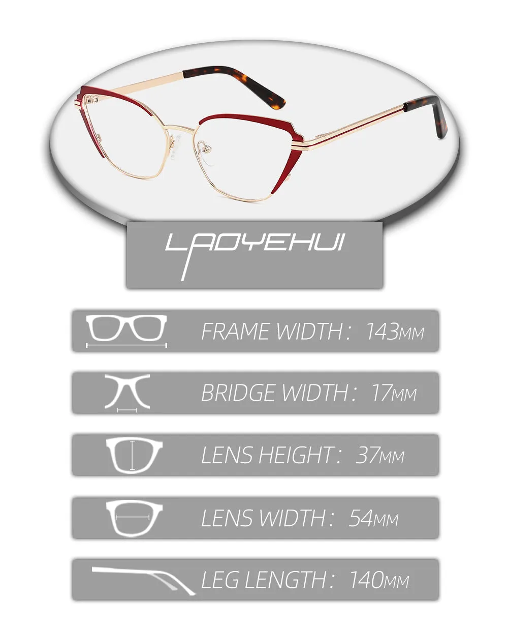 Laoyehui Women's Full Rim Butterfly Cat Eye Alloy Hyperopic Reading Glasses Anti Blue Light Glg9185g