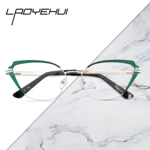 Laoyehui Women's Full Rim Butterfly Cat Eye Alloy Hyperopic Reading Glasses Anti Blue Light Glg9185g