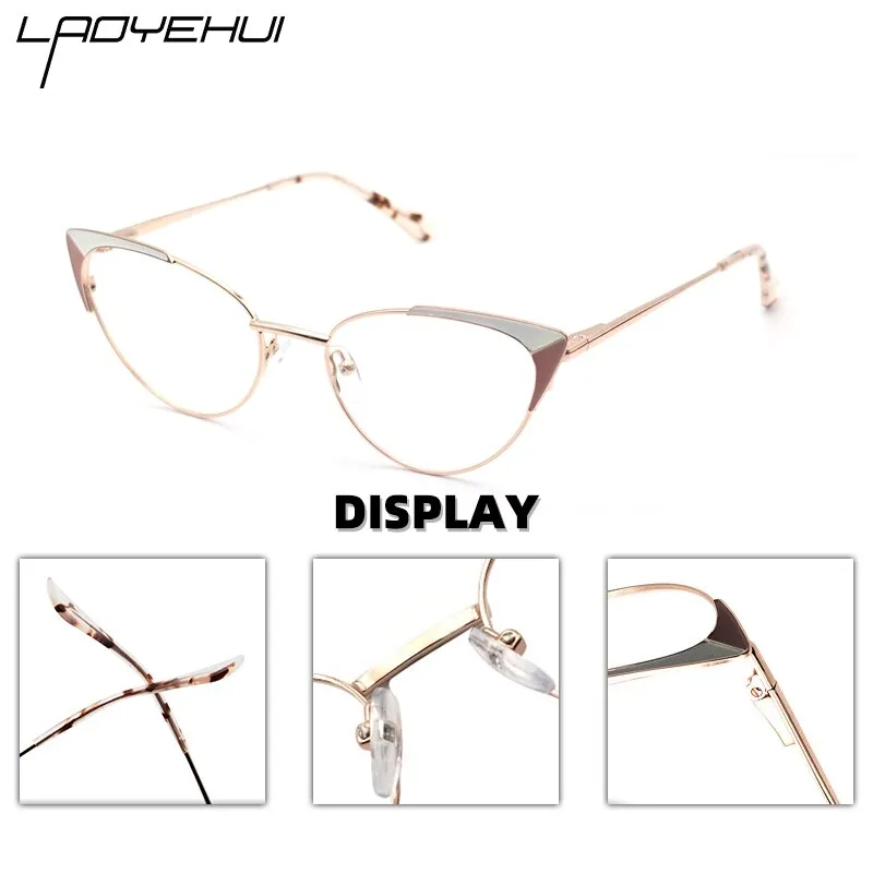 Laoyehui Women's Full Rim Cat Eye Alloy Hyperopic Reading Glasses 1994cc