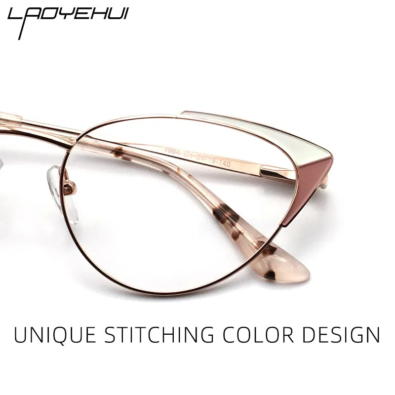 Laoyehui Women's Full Rim Cat Eye Alloy Hyperopic Reading Glasses 1994cc