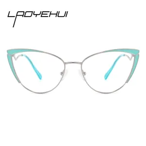 Laoyehui Women's Full Rim Cat Eye Alloy Hyperopic Reading Glasses Anti Blue Light Glg8908