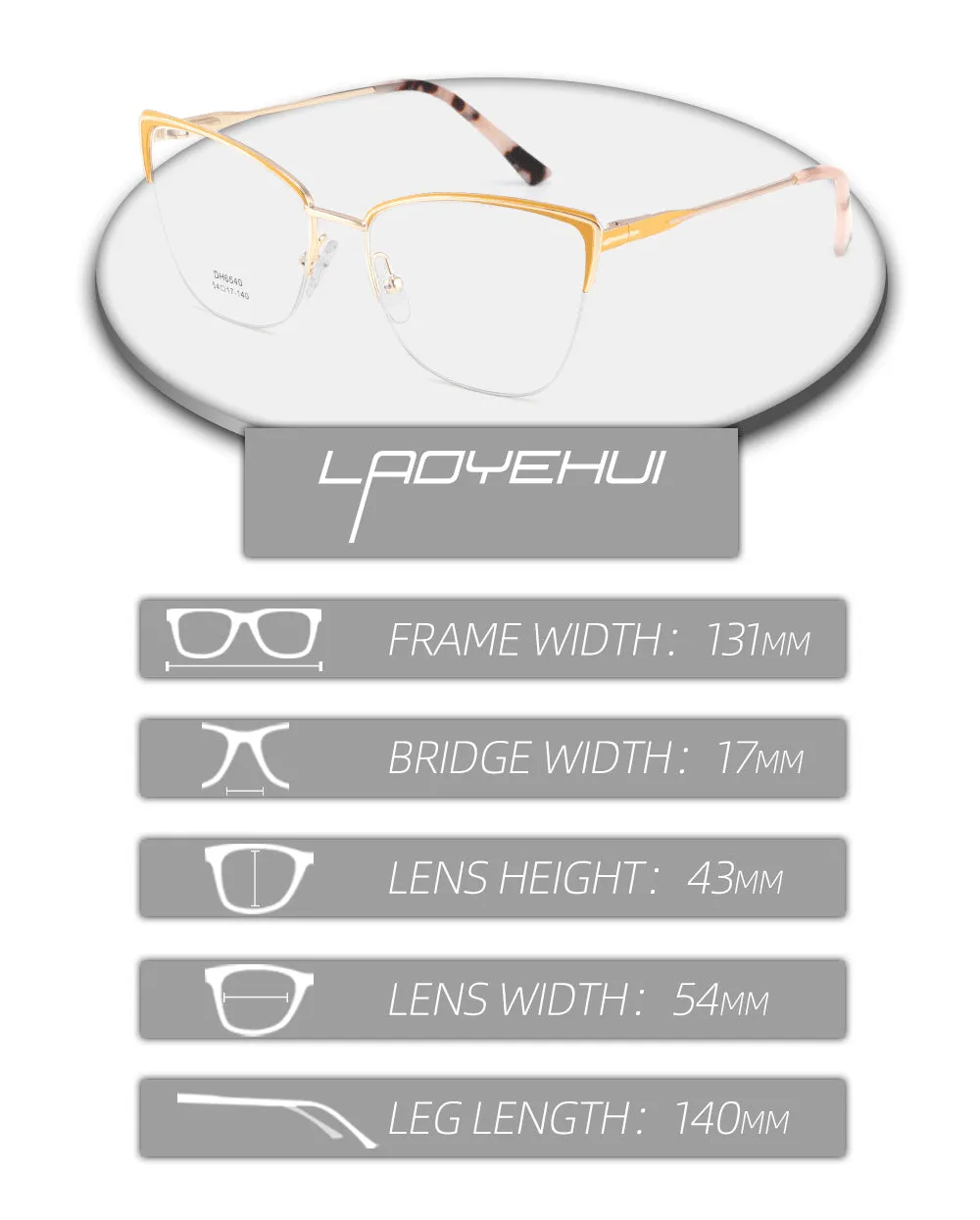 Laoyehui Women's Full Rim Square Cat Eye Alloy Hyperopic Reading Glasses Anti Blue Light Orange 6640