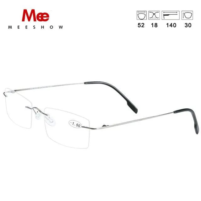 Meeshow Unisex Rimless Titanium Reading Glasses 8508