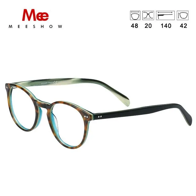 Meeshow Women's Eyeglasses Acetate Round Black Tortoise 1809