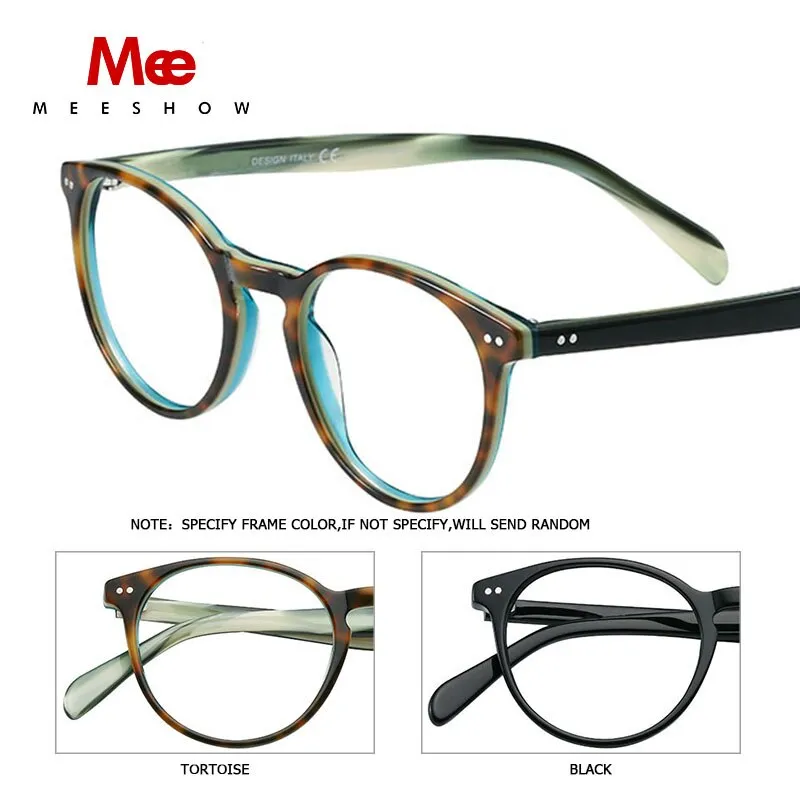 Meeshow Women's Eyeglasses Acetate Round Black Tortoise 1809