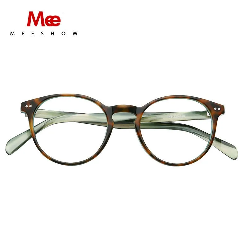 Meeshow Women's Eyeglasses Acetate Round Black Tortoise 1809