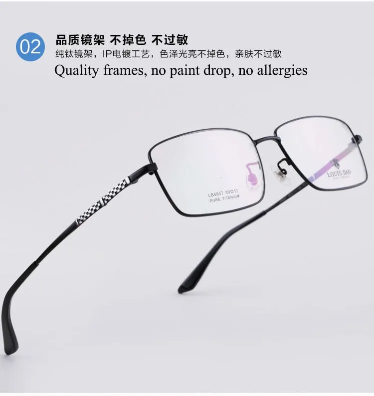 Men's Square Full Rim Titanium Frame Eyeglasses Lb6657