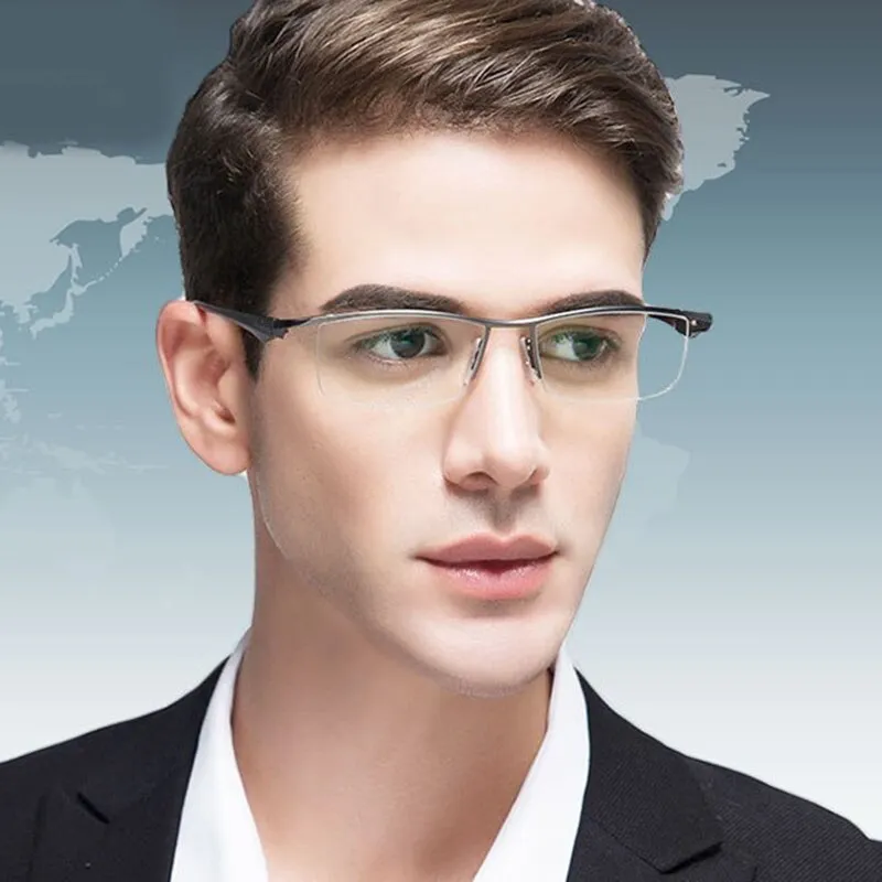 Men's Titanium Alloy Eyeglasses Half Rim Frame P8011