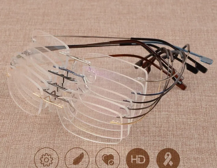 Men's Titanium Alloy Frame Rimless Eyelasses S808