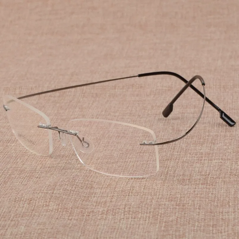 Men's Titanium Alloy Frame Rimless Eyelasses S808