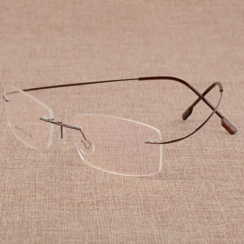 Men's Titanium Alloy Frame Rimless Eyelasses S808