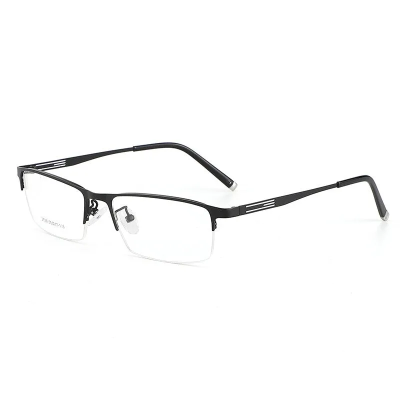 Men's Titanium Alloy Square Semi Rim Eyeglasses Sc2539