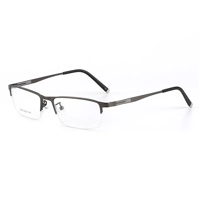 Men's Titanium Alloy Square Semi Rim Eyeglasses Sc2539