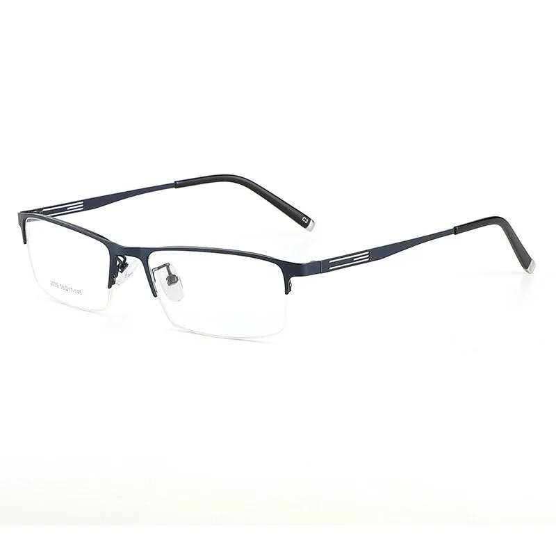 Men's Titanium Alloy Square Semi Rim Eyeglasses Sc2539