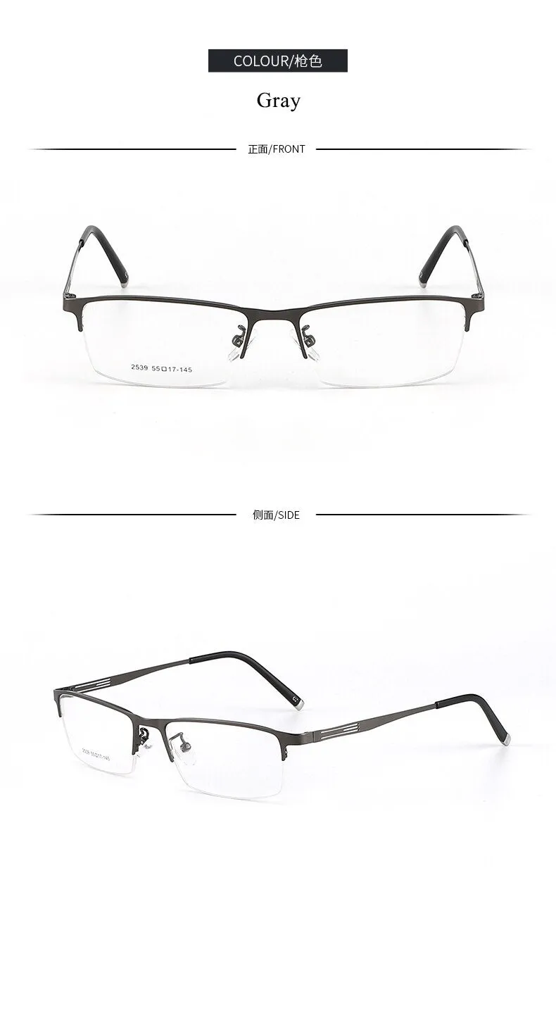 Men's Titanium Alloy Square Semi Rim Eyeglasses Sc2539