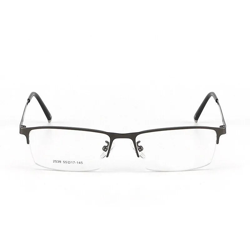 Men's Titanium Alloy Square Semi Rim Eyeglasses Sc2539