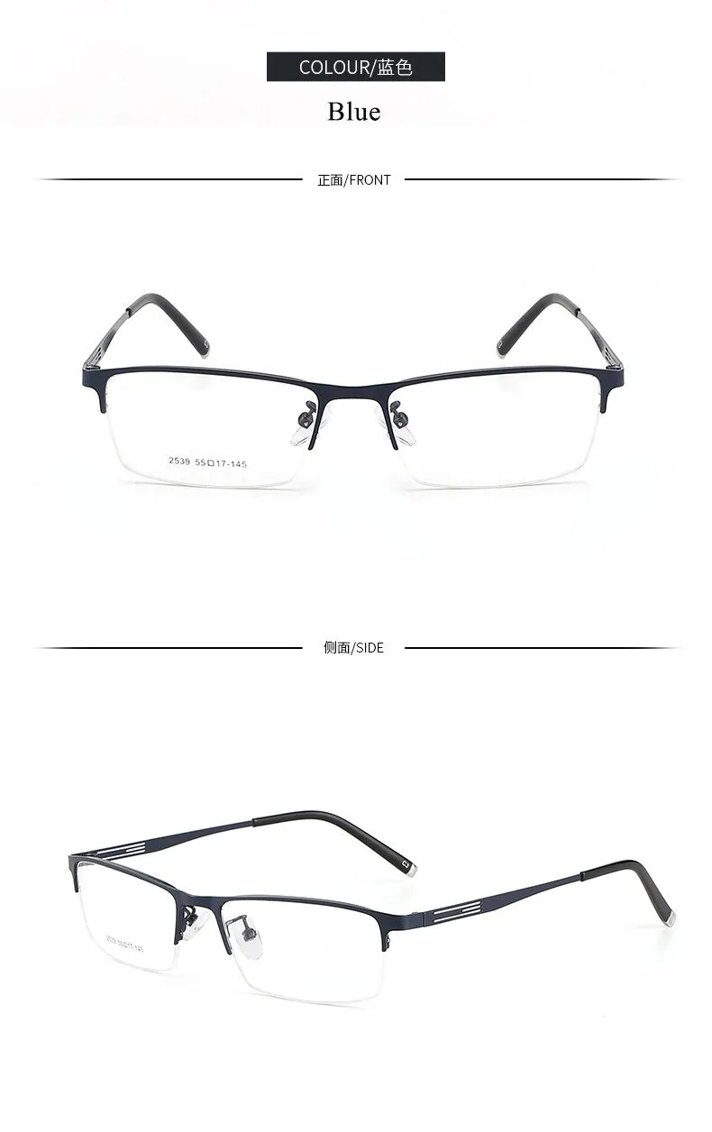 Men's Titanium Alloy Square Semi Rim Eyeglasses Sc2539