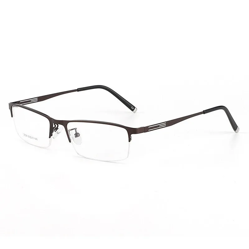 Men's Titanium Alloy Square Semi Rim Eyeglasses Sc2539