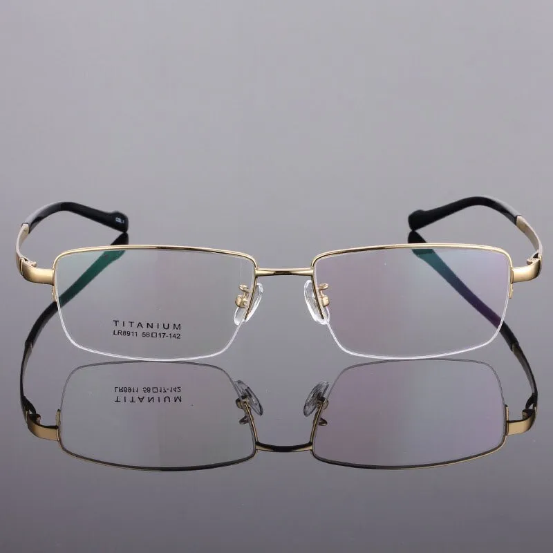 Men's Titanium Eyeglasses Square Semi Rim Frame  Lr8911