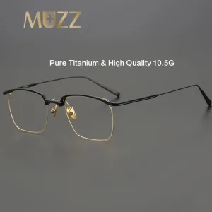 Muzz Mens Full Rim Browline Square Titanium Eyeglasses Aeron