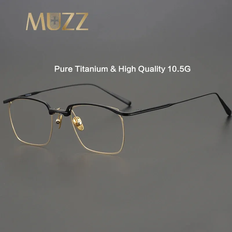 Muzz Mens Full Rim Browline Square Titanium Eyeglasses Aeron