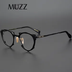 Muzz Men's Full Rim Irregular Round Titanium Frame Eyeglasses 0045