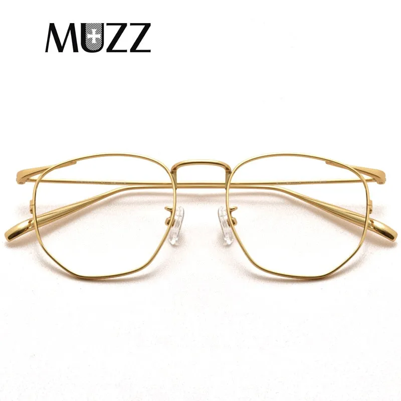 Muzz Men's Full Rim Round Polygon Titanium Frame Eyeglasses S10901