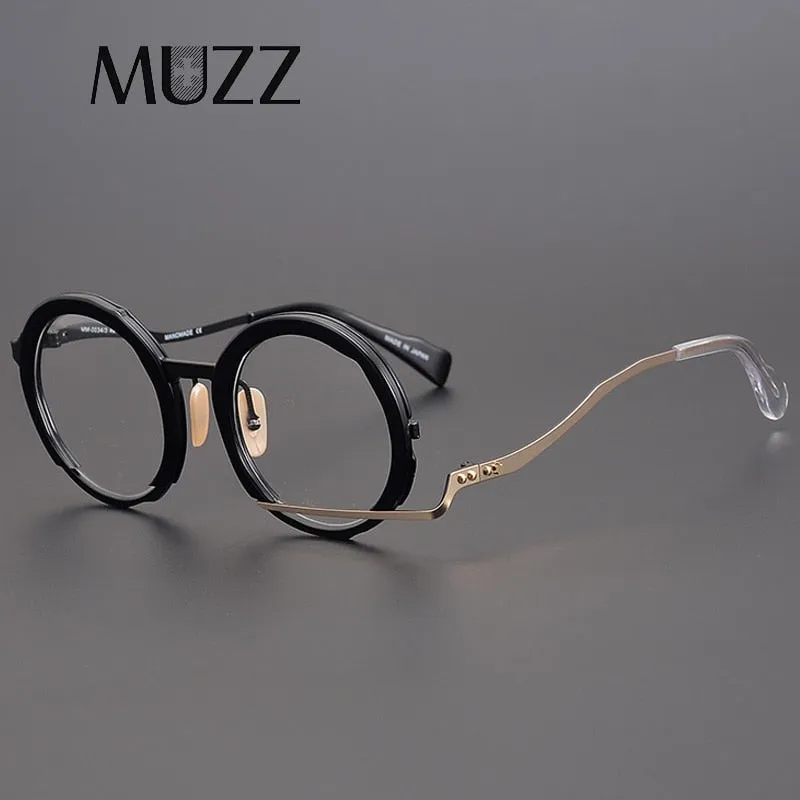 Muzz Men's Full Rim Round Ultem Titanium Frame Eyeglasses 0034