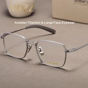 Muzz Men's Full Rim Square Titanium Acetate Eyeglasses 8827