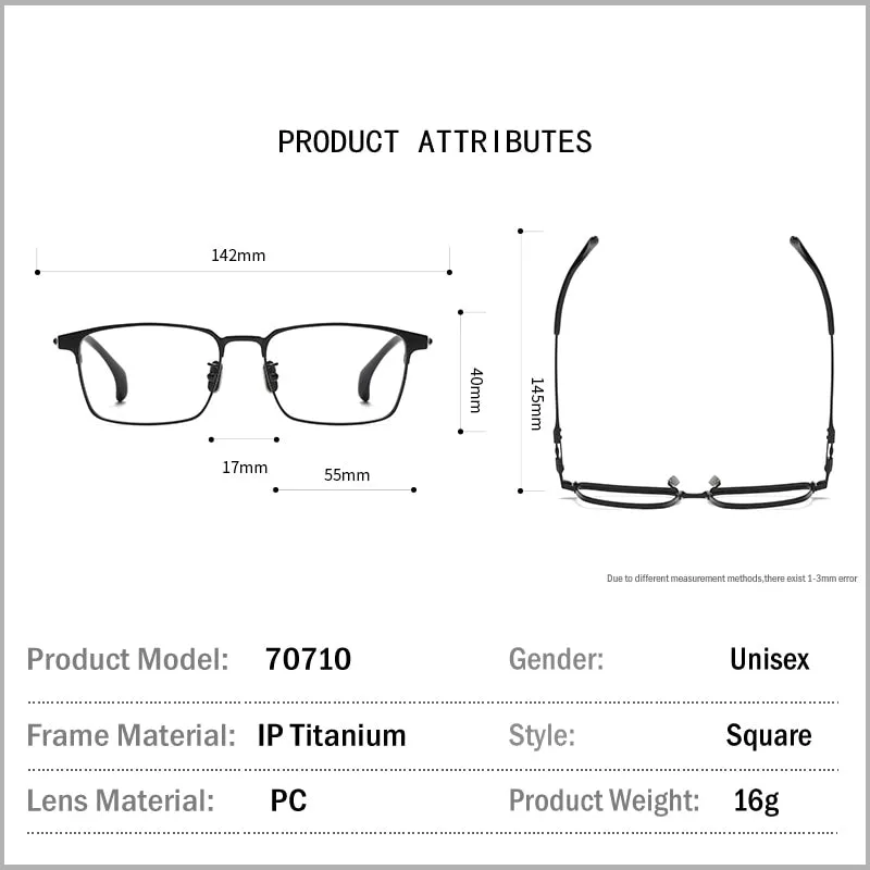 Muzz Men's Full Rim Square Titanium Eyeglasses 70710