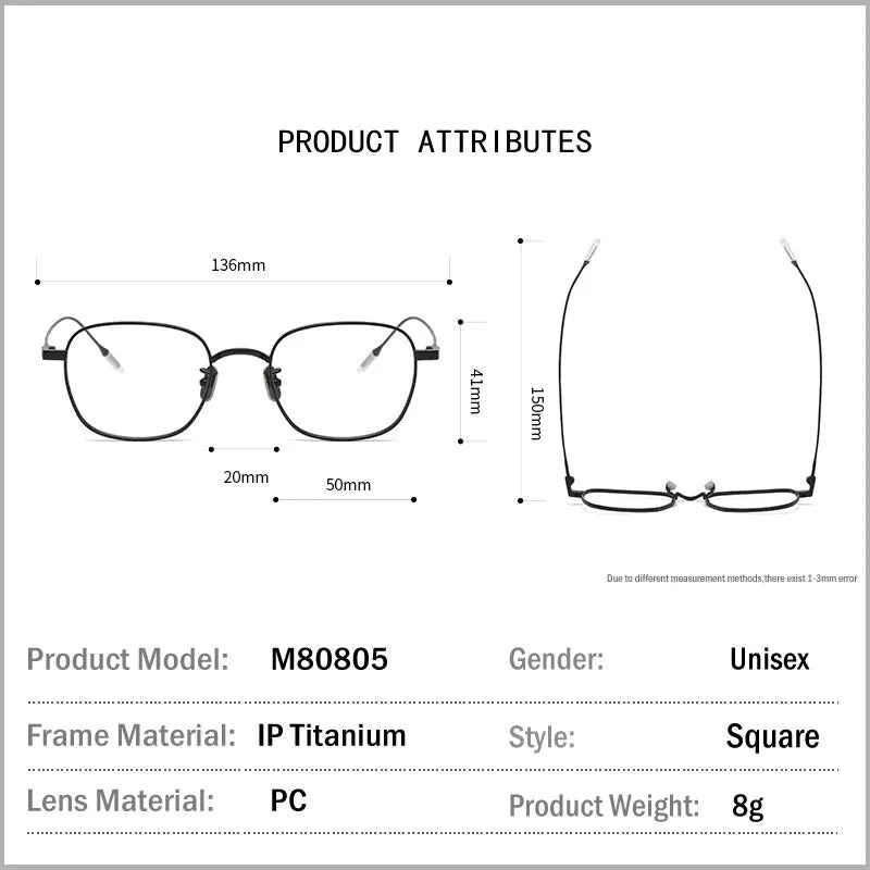 Muzz Men's Full Rim Square Titanium Eyeglasses 80804