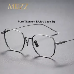 Muzz Men's Full Rim Square Titanium Eyeglasses 80804