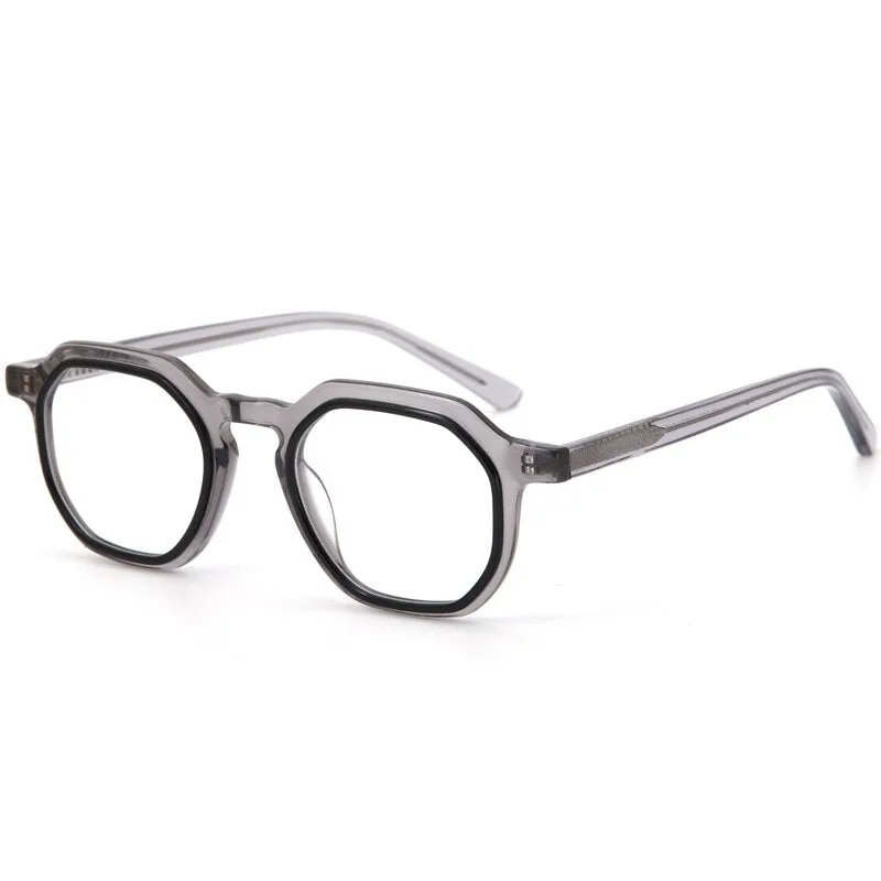 Muzz Unisex Full Rim Flat Top Round Acetate Eyeglasses 015