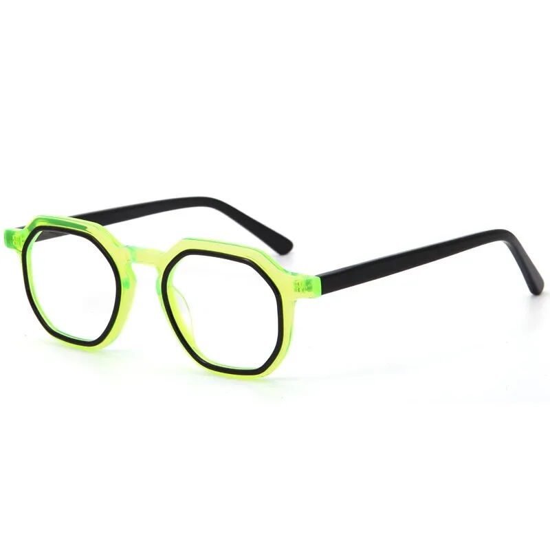 Muzz Unisex Full Rim Flat Top Round Acetate Eyeglasses 015