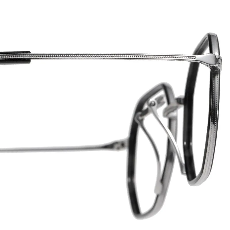 Muzz Unisex Full Rim Polygonal Round Titanium Acetate Frame Eyeglasses 80836