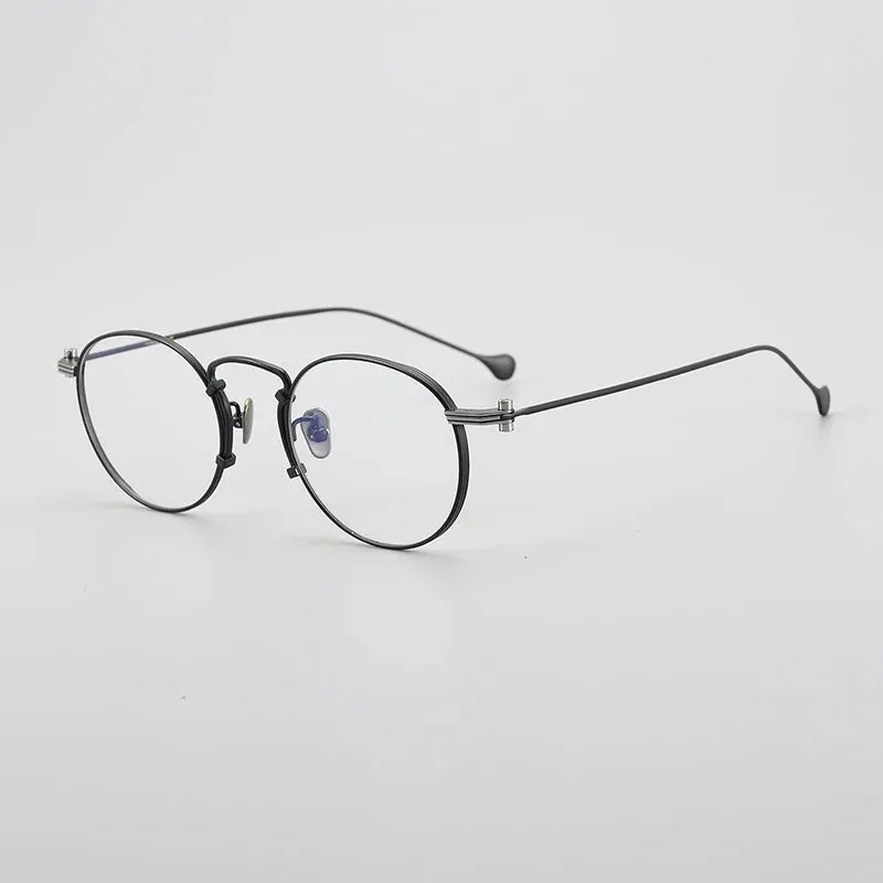 Muzz Unisex Full Rim Round Titanium Eyeglasses 1968d