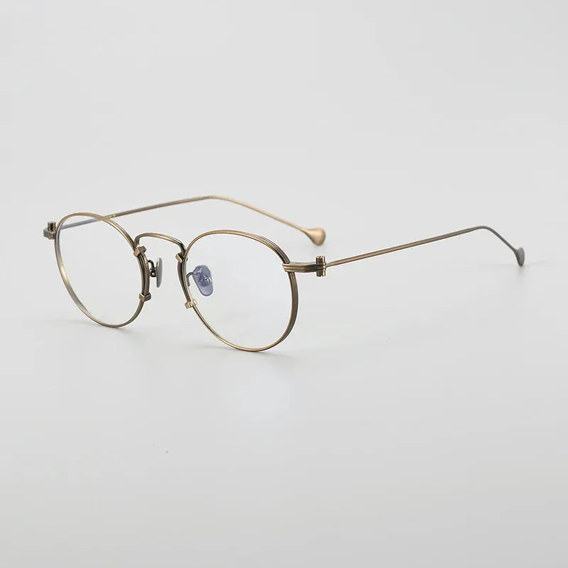 Muzz Unisex Full Rim Round Titanium Eyeglasses 1968d