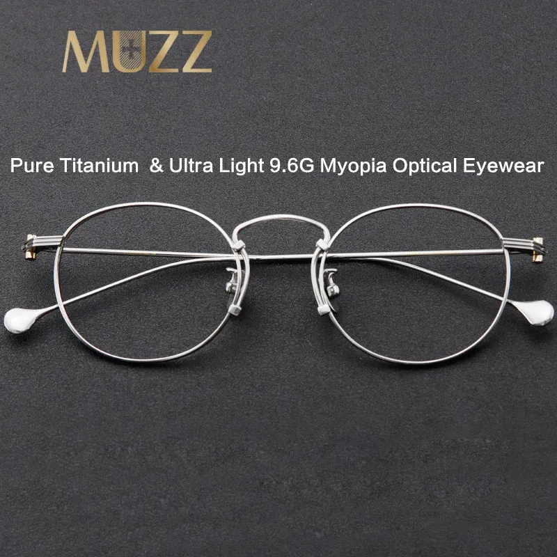 Muzz Unisex Full Rim Round Titanium Eyeglasses 1968d