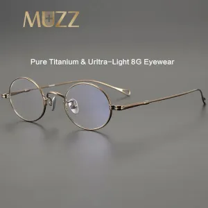 Muzz Unisex Full Rim Small Round Titanium Eyeglasses Mu01