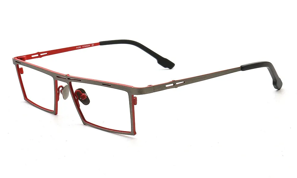 Muzz Unisex Full Rim Small Square Brow Line Titanium Eyeglasses T7760