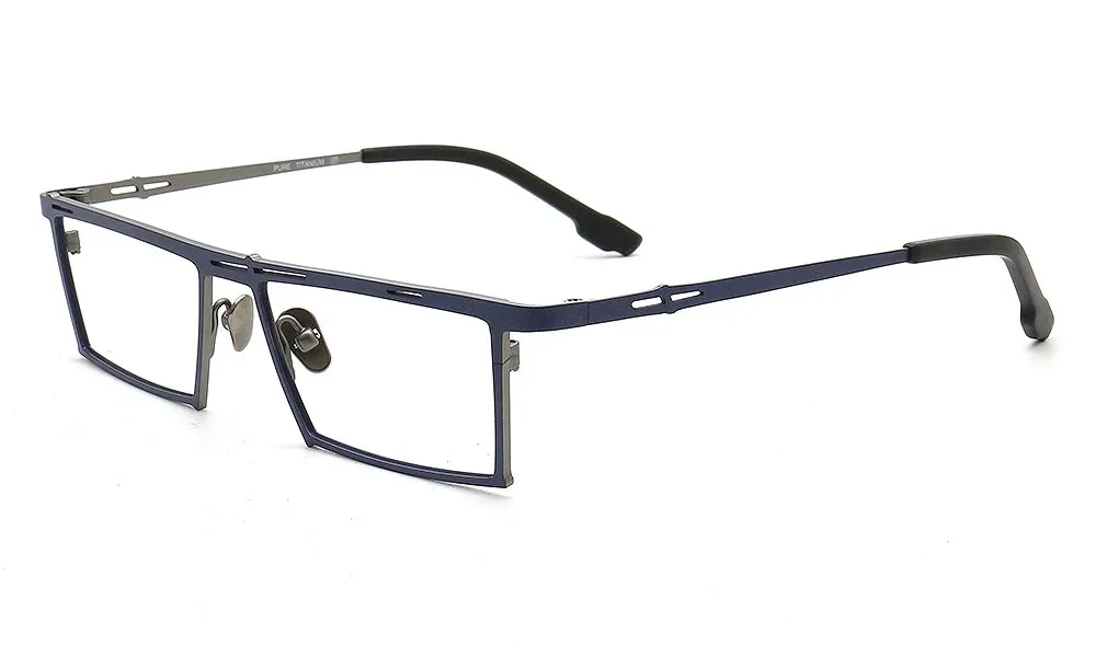 Muzz Unisex Full Rim Small Square Brow Line Titanium Eyeglasses T7760