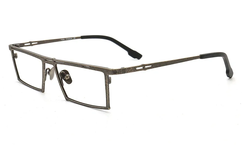 Muzz Unisex Full Rim Small Square Brow Line Titanium Eyeglasses T7760